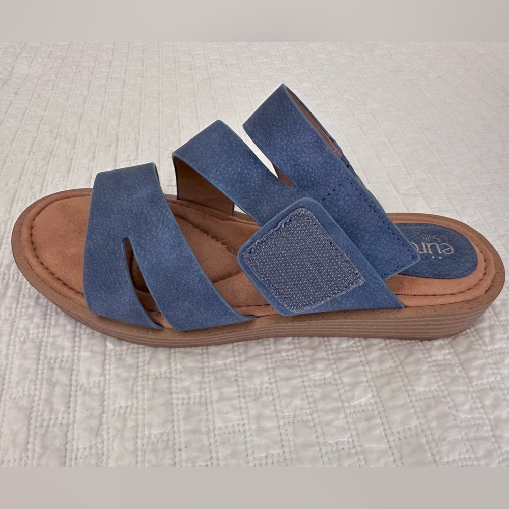 Eurosoft Women's Navy Blue Multi-Strap Slide Sandals - Picture 2 of 5